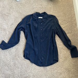 Navy blue Equipment button up blouse; size: small